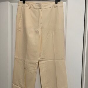 Cream wool blend lined pant